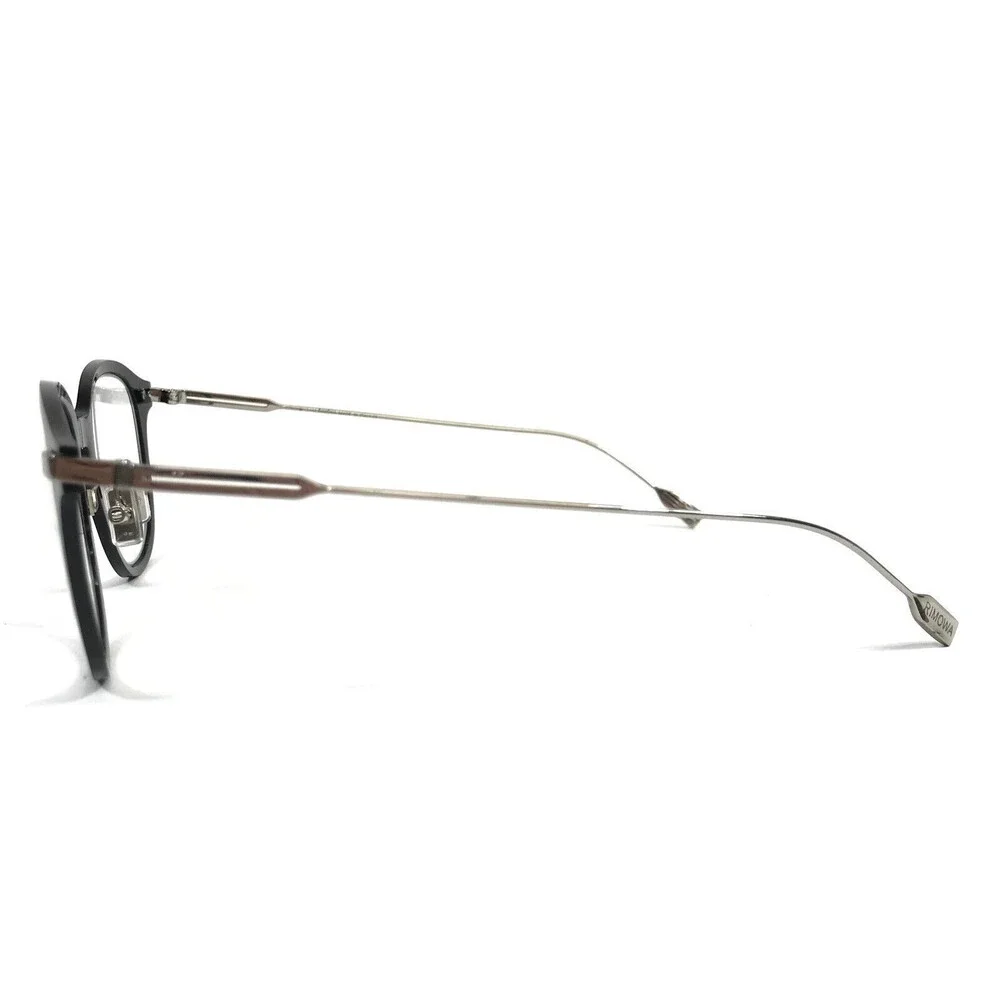 Rimowa Eyeglasses Frames RW50001U 001 Black Silver Round Full Rim 50-23-150
